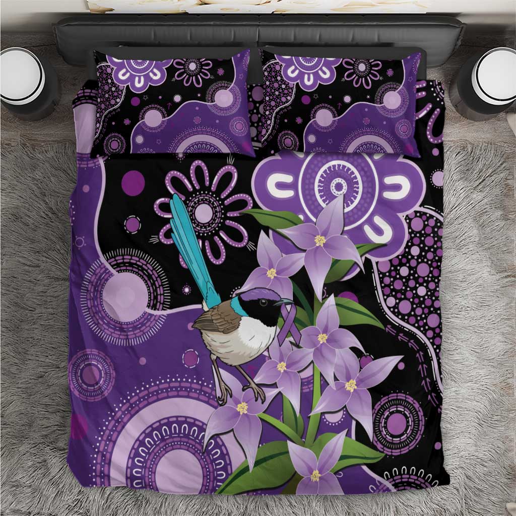 Australia Epilepsy Awareness Bedding Set Purple-crowned Fairywren Boronia Aboriginal - Aussie Hoodie