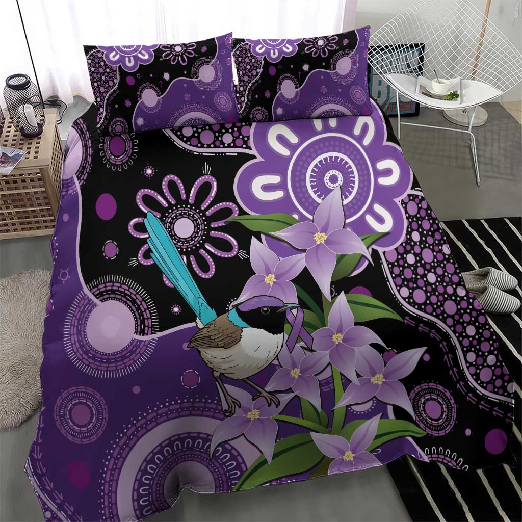 Australia Epilepsy Awareness Bedding Set Purple-crowned Fairywren Boronia Aboriginal - Aussie Hoodie