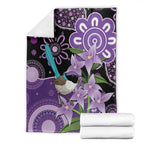 Australia Epilepsy Awareness Blanket Purple-crowned Fairywren Boronia Aboriginal - Aussie Hoodie