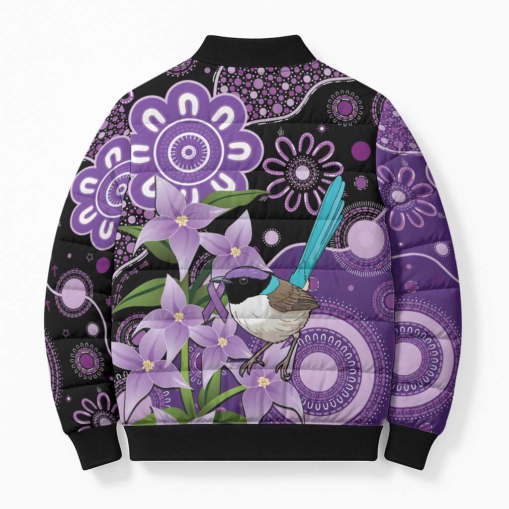 Australia Epilepsy Awareness Bomber Puffer Jacket Purple-crowned Fairywren Boronia Aboriginal - Aussie Hoodie