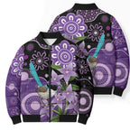 Australia Epilepsy Awareness Bomber Puffer Jacket Purple-crowned Fairywren Boronia Aboriginal - Aussie Hoodie