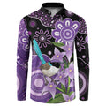Australia Epilepsy Awareness Button Sweatshirt Purple-crowned Fairywren Boronia Aboriginal - Aussie Hoodie