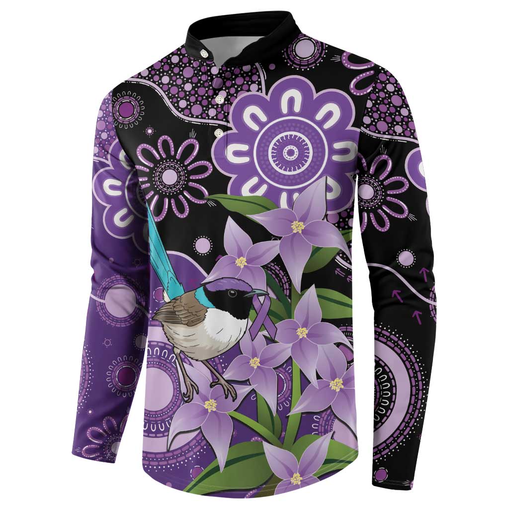 Australia Epilepsy Awareness Button Sweatshirt Purple-crowned Fairywren Boronia Aboriginal - Aussie Hoodie