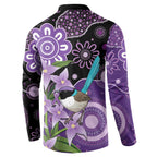 Australia Epilepsy Awareness Button Sweatshirt Purple-crowned Fairywren Boronia Aboriginal - Aussie Hoodie