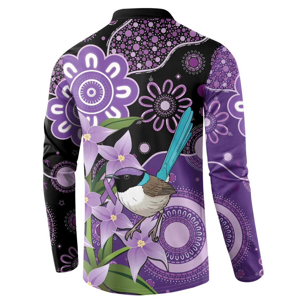 Australia Epilepsy Awareness Button Sweatshirt Purple-crowned Fairywren Boronia Aboriginal - Aussie Hoodie