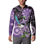 Australia Epilepsy Awareness Button Sweatshirt Purple-crowned Fairywren Boronia Aboriginal - Aussie Hoodie