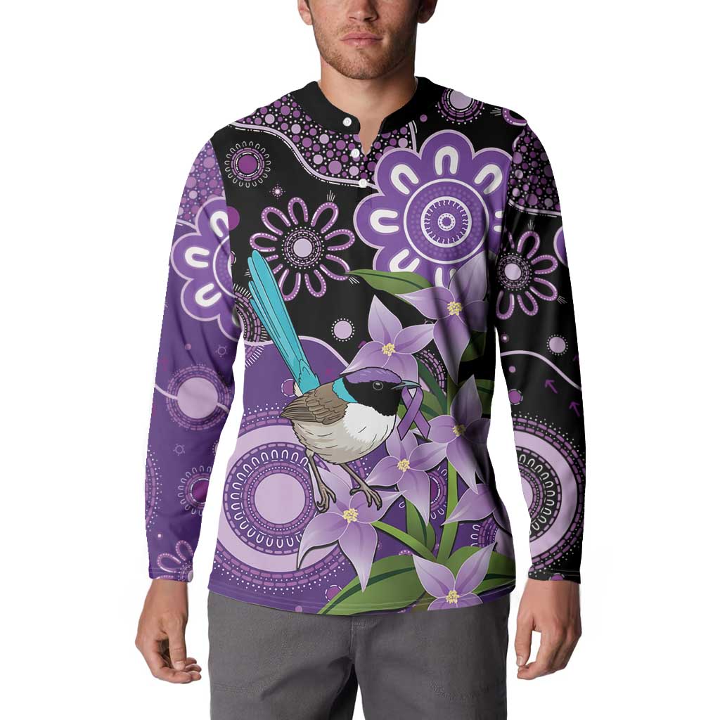 Australia Epilepsy Awareness Button Sweatshirt Purple-crowned Fairywren Boronia Aboriginal - Aussie Hoodie