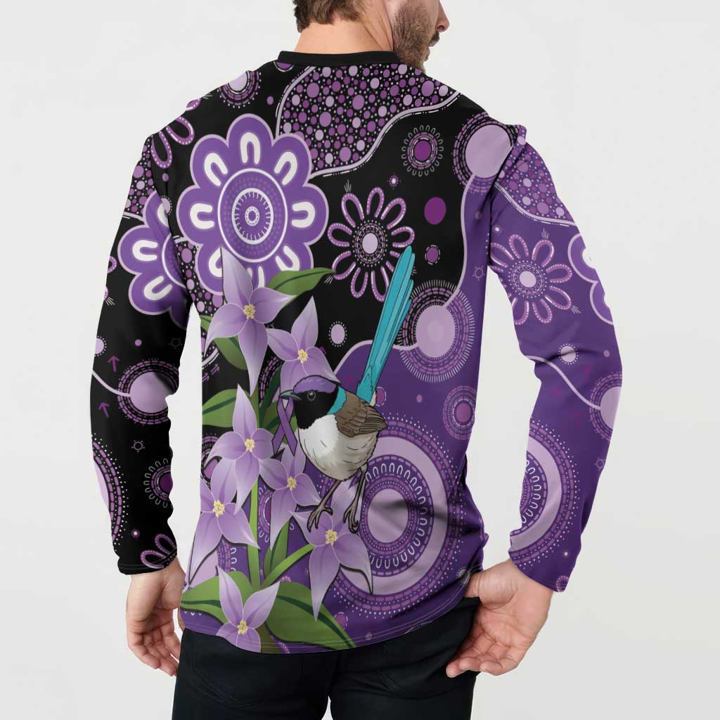 Australia Epilepsy Awareness Button Sweatshirt Purple-crowned Fairywren Boronia Aboriginal - Aussie Hoodie