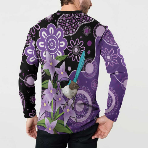 Australia Epilepsy Awareness Button Sweatshirt Purple-crowned Fairywren Boronia Aboriginal - Aussie Hoodie