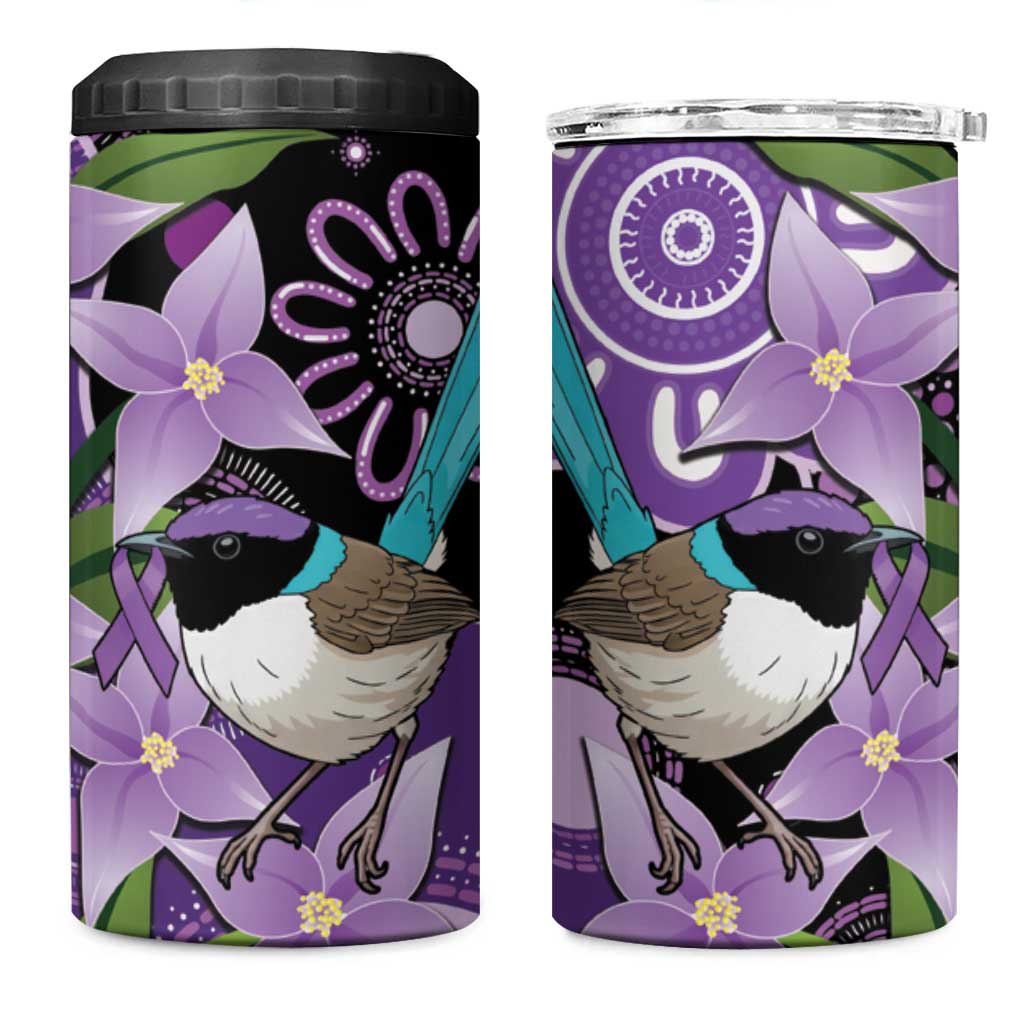 Australia Epilepsy Awareness 4 in 1 Can Cooler Tumbler Purple-crowned Fairywren Boronia Aboriginal - Aussie Hoodie