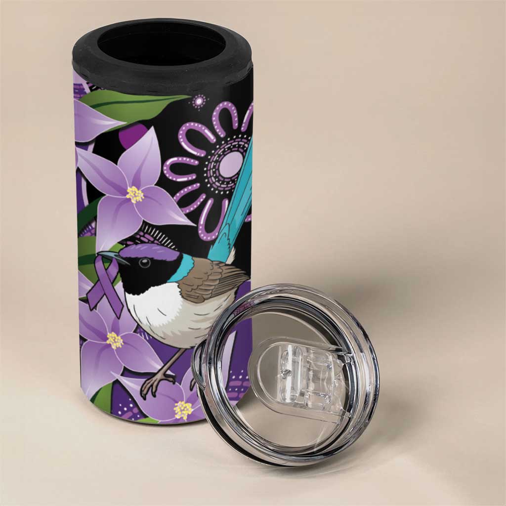 Australia Epilepsy Awareness 4 in 1 Can Cooler Tumbler Purple-crowned Fairywren Boronia Aboriginal - Aussie Hoodie