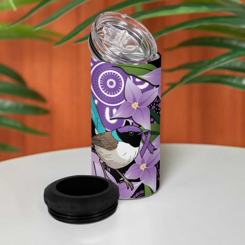 Australia Epilepsy Awareness 4 in 1 Can Cooler Tumbler Purple-crowned Fairywren Boronia Aboriginal - Aussie Hoodie