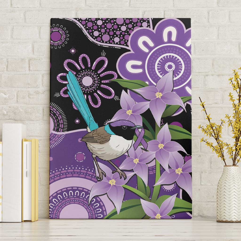 Australia Epilepsy Awareness Canvas Wall Art Purple-crowned Fairywren Boronia Aboriginal - Aussie Hoodie