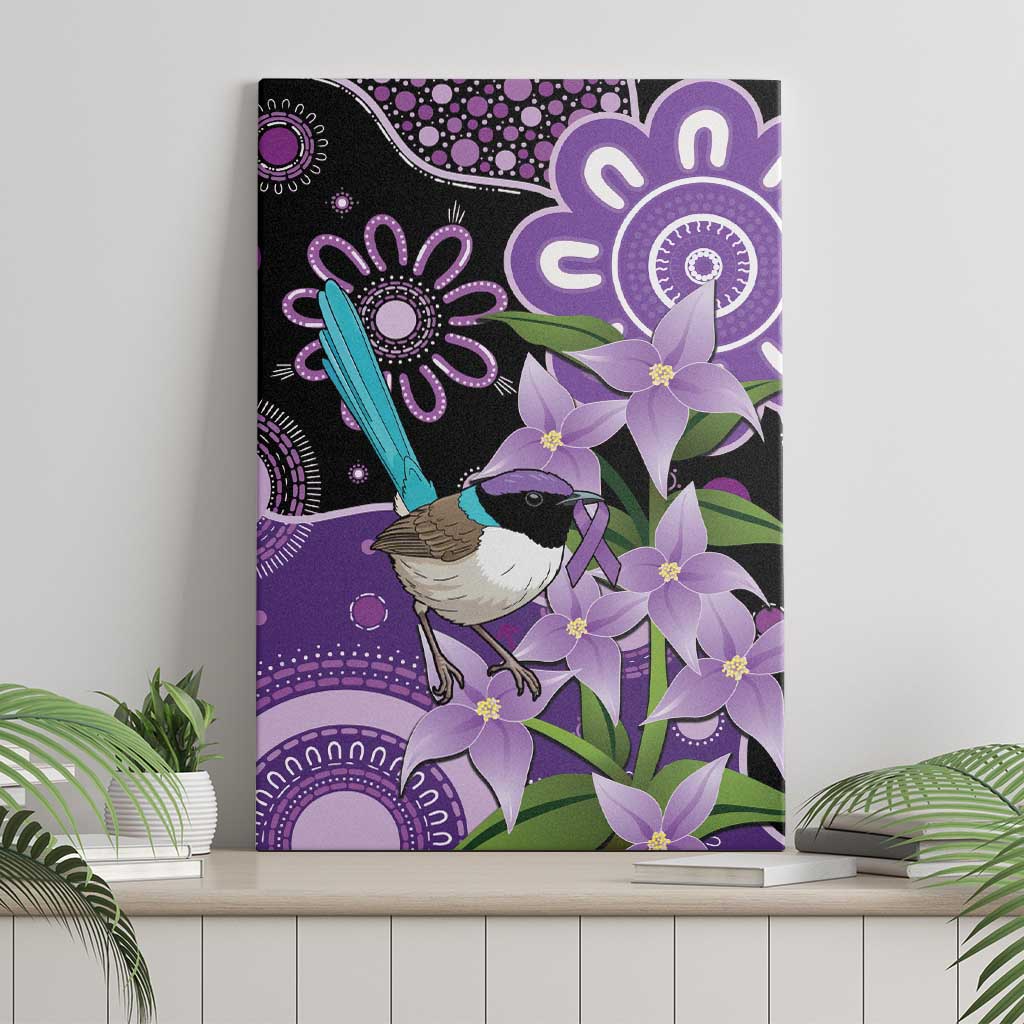 Australia Epilepsy Awareness Canvas Wall Art Purple-crowned Fairywren Boronia Aboriginal - Aussie Hoodie