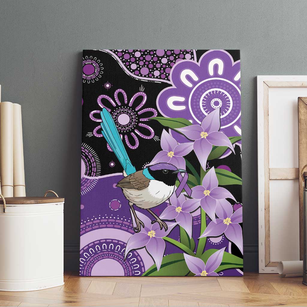 Australia Epilepsy Awareness Canvas Wall Art Purple-crowned Fairywren Boronia Aboriginal - Aussie Hoodie