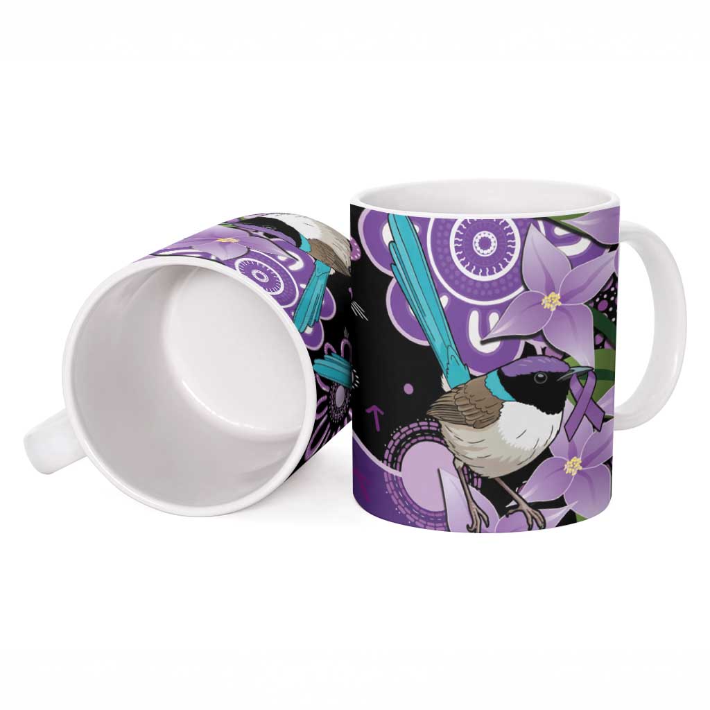 Australia Epilepsy Awareness Ceramic Mug Purple-crowned Fairywren Boronia Aboriginal - Aussie Hoodie