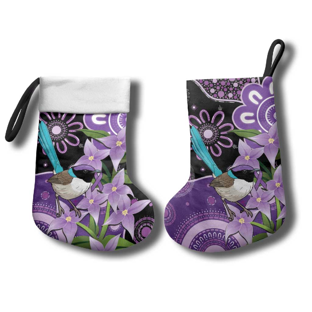 Australia Epilepsy Awareness Christmas Stocking Purple-crowned Fairywren Boronia Aboriginal - Aussie Hoodie