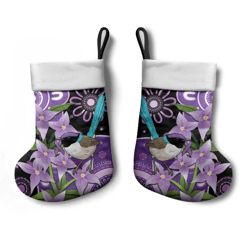 Australia Epilepsy Awareness Christmas Stocking Purple-crowned Fairywren Boronia Aboriginal - Aussie Hoodie