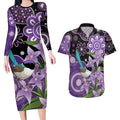Australia Epilepsy Awareness Couples Matching Long Sleeve Bodycon Dress and Hawaiian Shirt Purple-crowned Fairywren Boronia Aboriginal - Aussie Hoodie