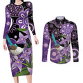 Australia Epilepsy Awareness Couples Matching Long Sleeve Bodycon Dress and Long Sleeve Button Shirt Purple-crowned Fairywren Boronia Aboriginal - Aussie Hoodie