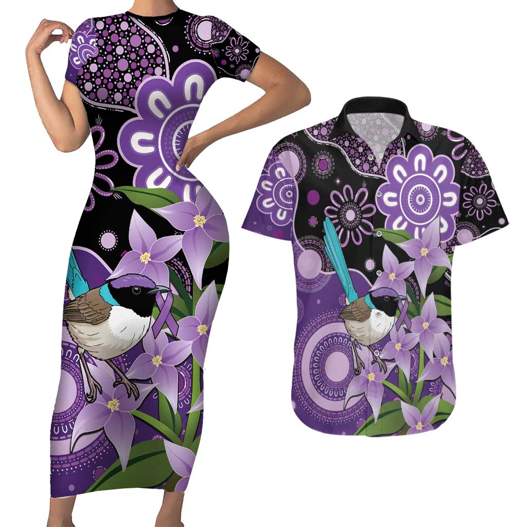 Australia Epilepsy Awareness Couples Matching Short Sleeve Bodycon Dress and Hawaiian Shirt Purple-crowned Fairywren Boronia Aboriginal - Aussie Hoodie