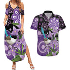Australia Epilepsy Awareness Couples Matching Summer Maxi Dress and Hawaiian Shirt Purple-crowned Fairywren Boronia Aboriginal - Aussie Hoodie