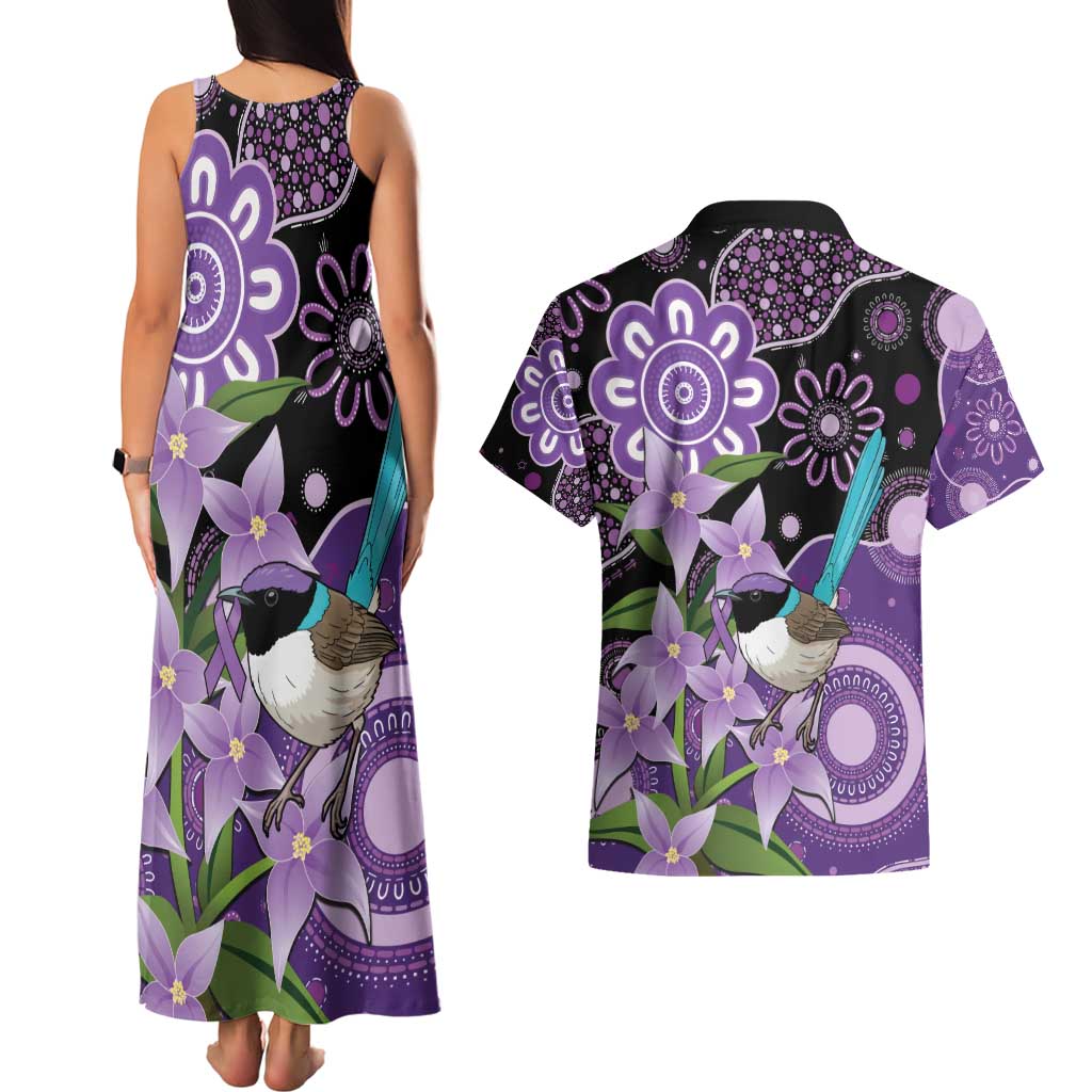 Australia Epilepsy Awareness Couples Matching Tank Maxi Dress and Hawaiian Shirt Purple-crowned Fairywren Boronia Aboriginal - Aussie Hoodie