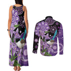 Australia Epilepsy Awareness Couples Matching Tank Maxi Dress and Long Sleeve Button Shirt Purple-crowned Fairywren Boronia Aboriginal - Aussie Hoodie