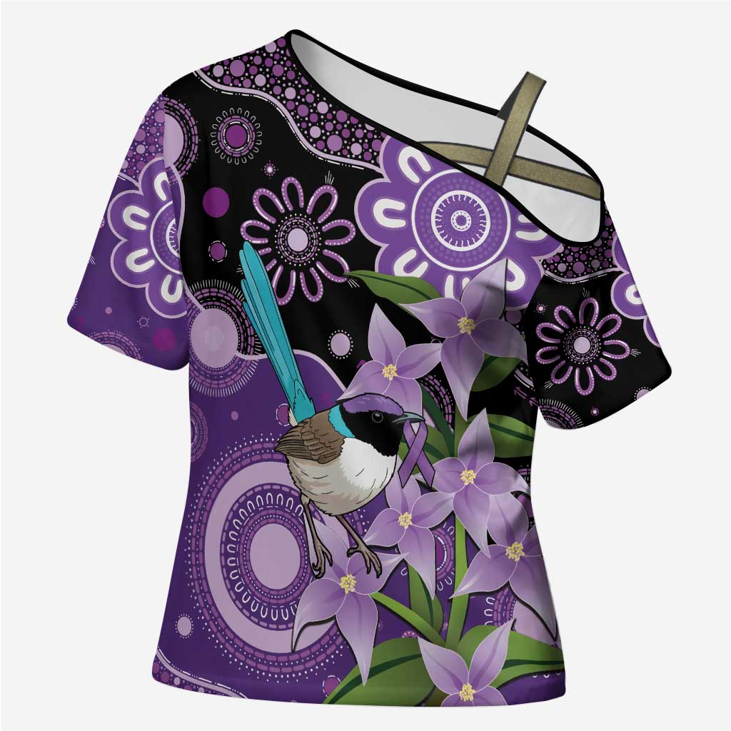 Australia Epilepsy Awareness Cross Shoulder Shirt Purple-crowned Fairywren Boronia Aboriginal - Aussie Hoodie