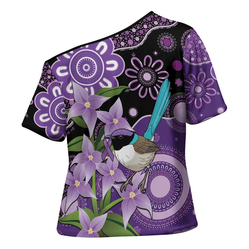 Australia Epilepsy Awareness Cross Shoulder Shirt Purple-crowned Fairywren Boronia Aboriginal - Aussie Hoodie