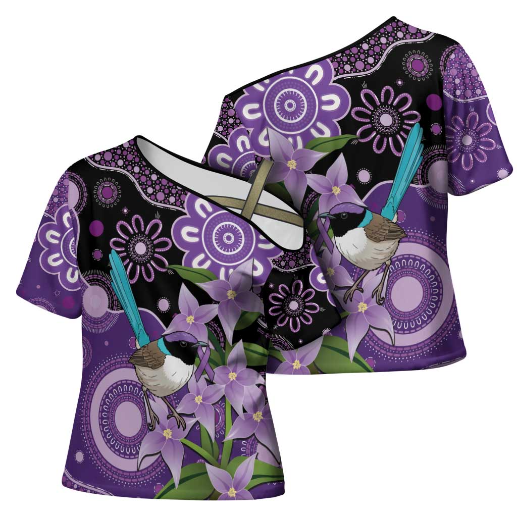 Australia Epilepsy Awareness Cross Shoulder Shirt Purple-crowned Fairywren Boronia Aboriginal - Aussie Hoodie