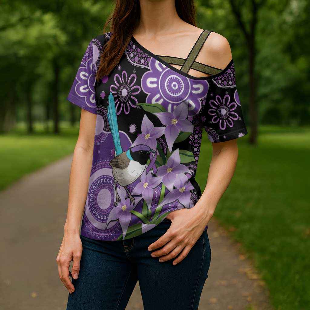 Australia Epilepsy Awareness Cross Shoulder Shirt Purple-crowned Fairywren Boronia Aboriginal - Aussie Hoodie