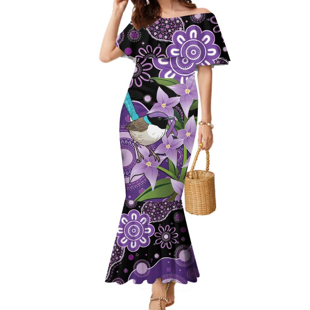 Australia Epilepsy Awareness Family Matching Mermaid Dress and Hawaiian Shirt Purple-crowned Fairywren Boronia Aboriginal - Aussie Hoodie