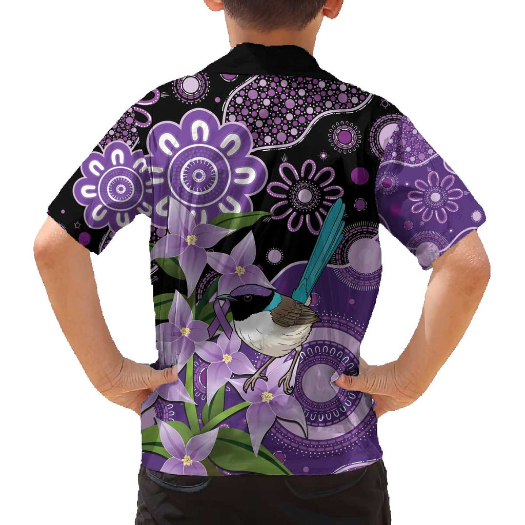 Australia Epilepsy Awareness Family Matching Off The Shoulder Long Sleeve Dress and Hawaiian Shirt Purple-crowned Fairywren Boronia Aboriginal - Aussie Hoodie