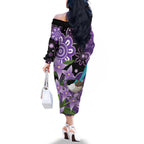 Australia Epilepsy Awareness Family Matching Off The Shoulder Long Sleeve Dress and Hawaiian Shirt Purple-crowned Fairywren Boronia Aboriginal - Aussie Hoodie
