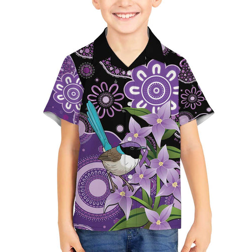 Australia Epilepsy Awareness Family Matching Off The Shoulder Long Sleeve Dress and Hawaiian Shirt Purple-crowned Fairywren Boronia Aboriginal - Aussie Hoodie