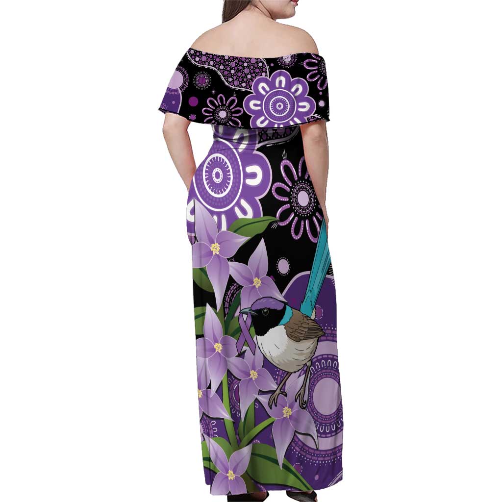 Australia Epilepsy Awareness Family Matching Off Shoulder Maxi Dress and Hawaiian Shirt Purple-crowned Fairywren Boronia Aboriginal - Aussie Hoodie