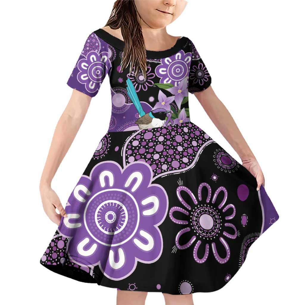 Australia Epilepsy Awareness Family Matching Off Shoulder Short Dress and Hawaiian Shirt Purple-crowned Fairywren Boronia Aboriginal - Aussie Hoodie