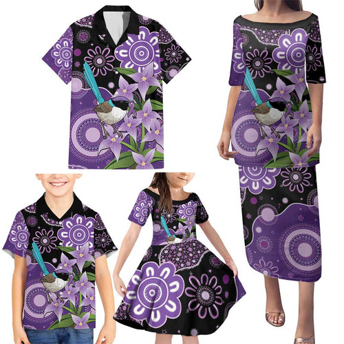 Australia Epilepsy Awareness Family Matching Puletasi and Hawaiian Shirt Purple-crowned Fairywren Boronia Aboriginal - Aussie Hoodie