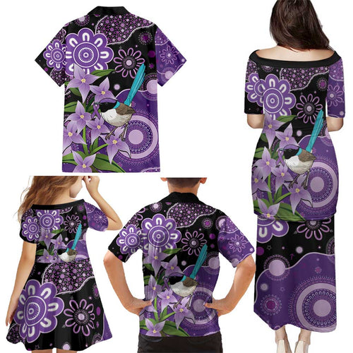 Australia Epilepsy Awareness Family Matching Puletasi and Hawaiian Shirt Purple-crowned Fairywren Boronia Aboriginal - Aussie Hoodie