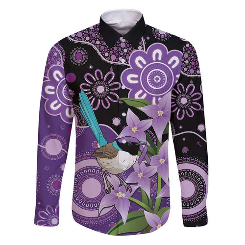 Australia Epilepsy Awareness Family Matching Puletasi and Hawaiian Shirt Purple-crowned Fairywren Boronia Aboriginal - Aussie Hoodie
