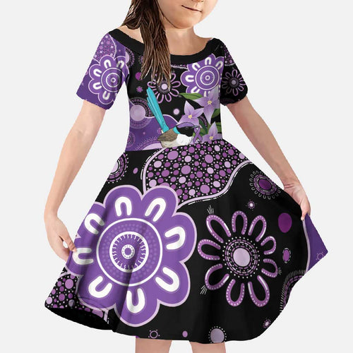 Australia Epilepsy Awareness Family Matching Short Sleeve Bodycon Dress and Hawaiian Shirt Purple-crowned Fairywren Boronia Aboriginal - Aussie Hoodie