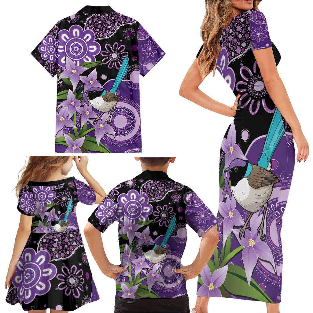 Australia Epilepsy Awareness Family Matching Short Sleeve Bodycon Dress and Hawaiian Shirt Purple-crowned Fairywren Boronia Aboriginal - Aussie Hoodie