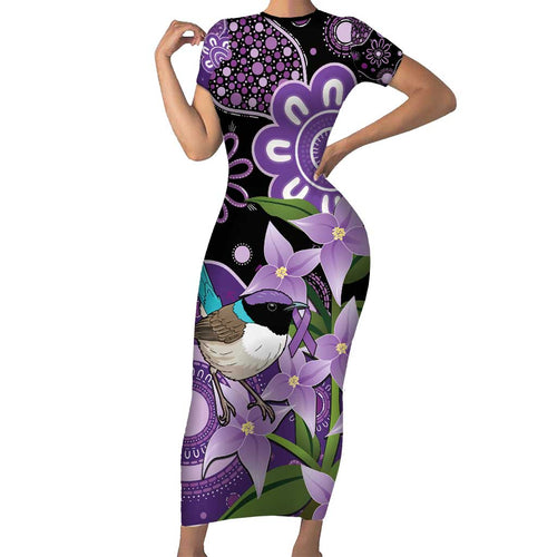 Australia Epilepsy Awareness Family Matching Short Sleeve Bodycon Dress and Hawaiian Shirt Purple-crowned Fairywren Boronia Aboriginal - Aussie Hoodie