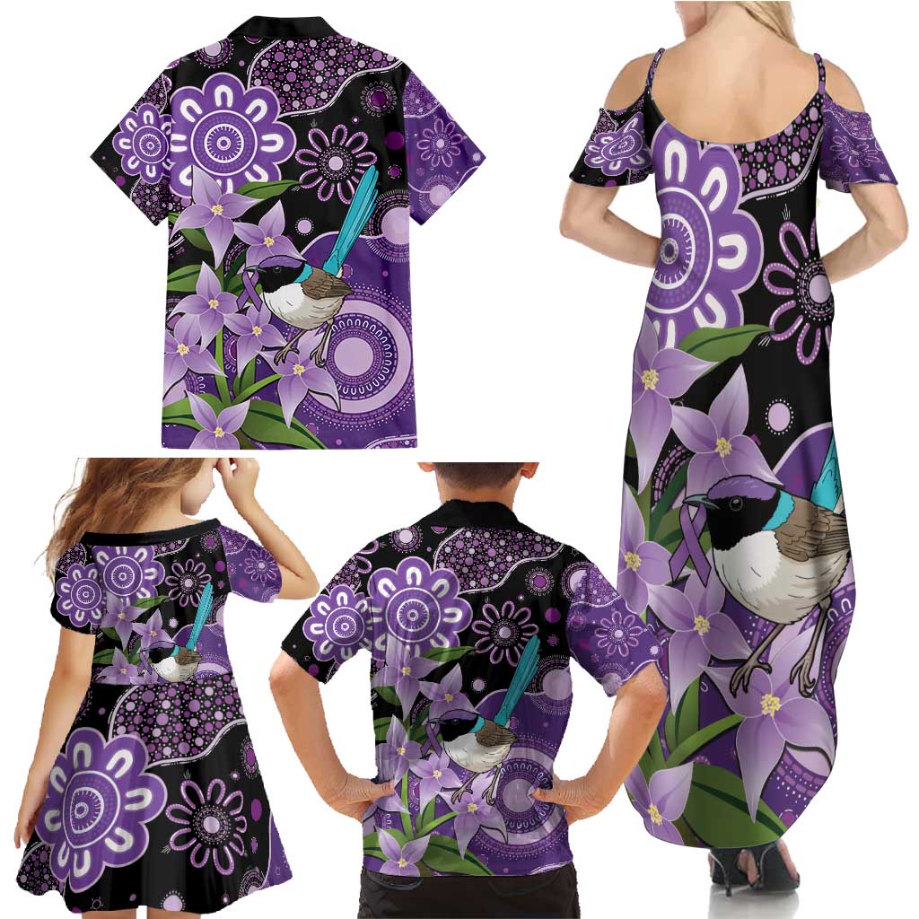 Australia Epilepsy Awareness Family Matching Summer Maxi Dress and Hawaiian Shirt Purple-crowned Fairywren Boronia Aboriginal - Aussie Hoodie