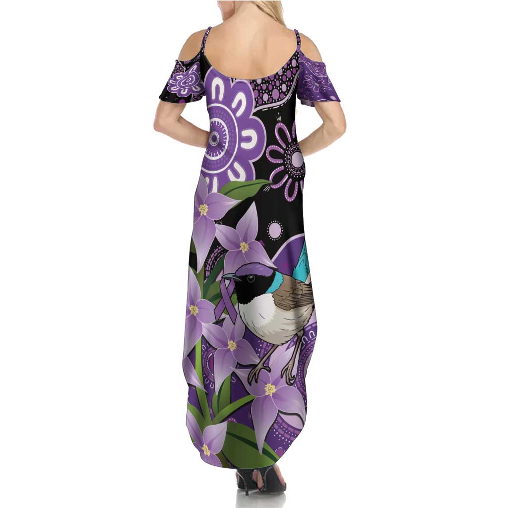Australia Epilepsy Awareness Family Matching Summer Maxi Dress and Hawaiian Shirt Purple-crowned Fairywren Boronia Aboriginal - Aussie Hoodie