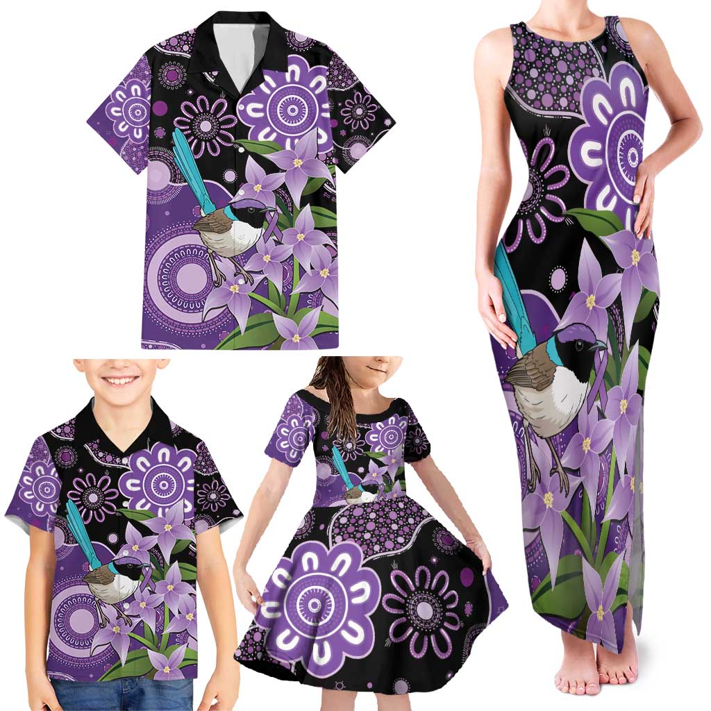 Australia Epilepsy Awareness Family Matching Tank Maxi Dress and Hawaiian Shirt Purple-crowned Fairywren Boronia Aboriginal - Aussie Hoodie