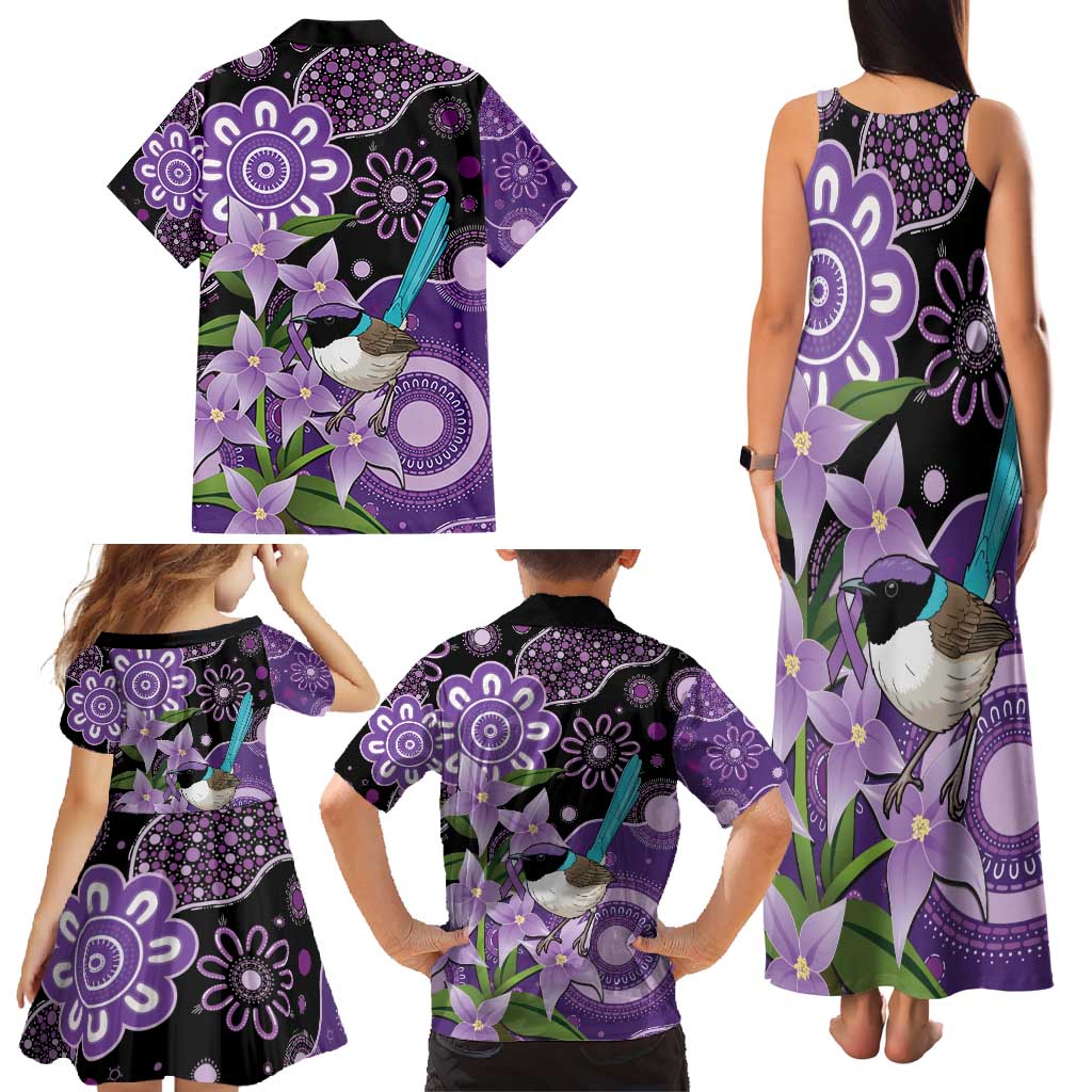 Australia Epilepsy Awareness Family Matching Tank Maxi Dress and Hawaiian Shirt Purple-crowned Fairywren Boronia Aboriginal - Aussie Hoodie