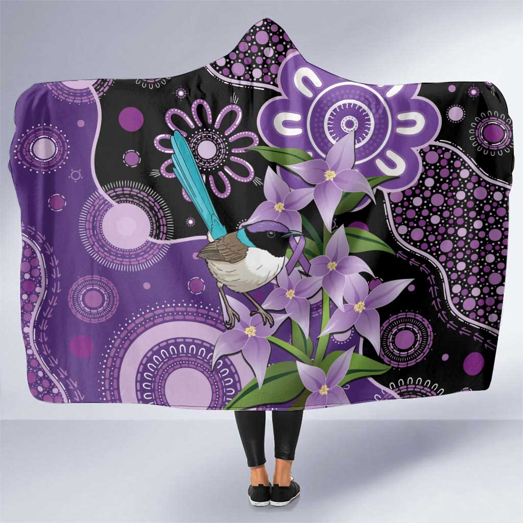 Australia Epilepsy Awareness Hooded Blanket Purple-crowned Fairywren Boronia Aboriginal - Aussie Hoodie