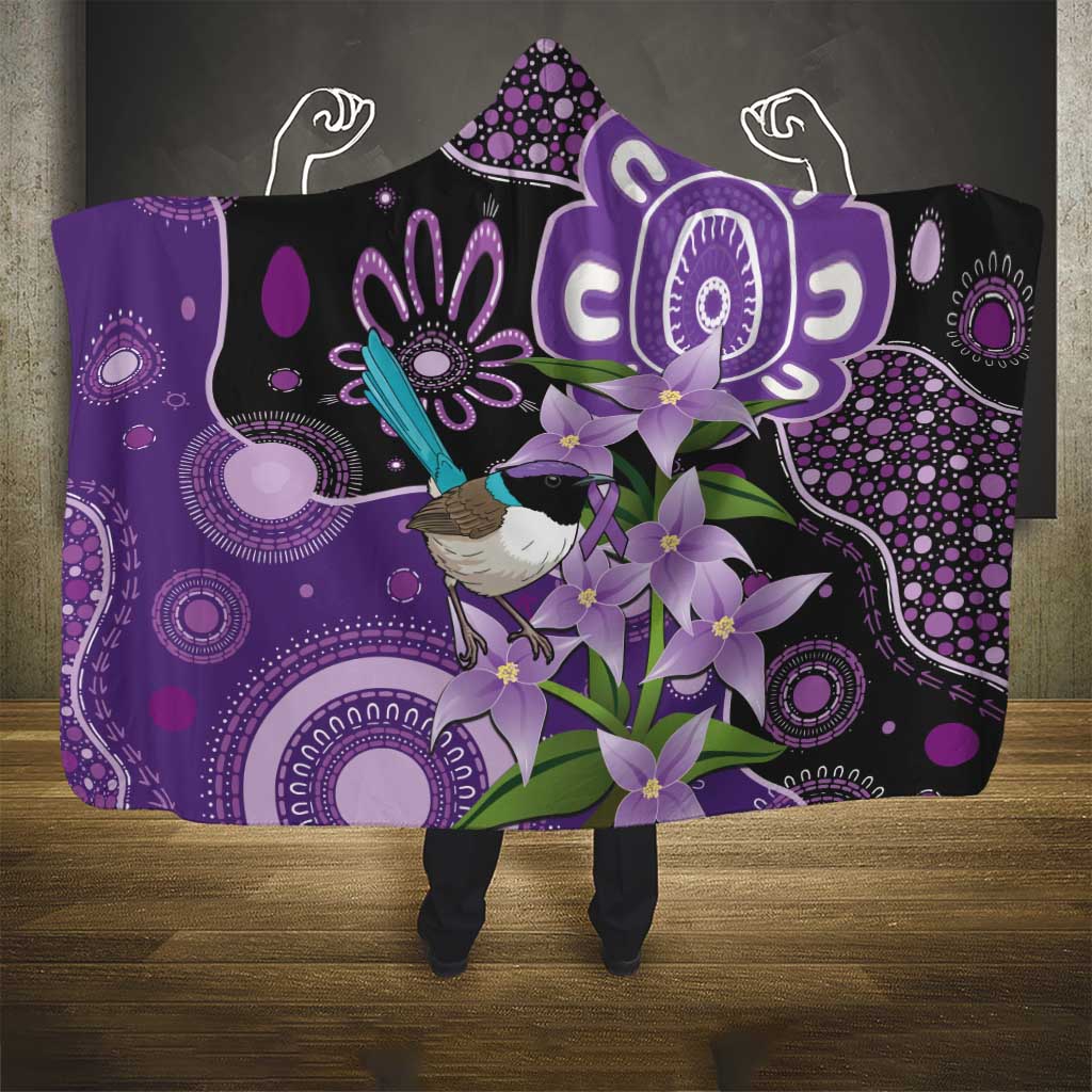 Australia Epilepsy Awareness Hooded Blanket Purple-crowned Fairywren Boronia Aboriginal - Aussie Hoodie
